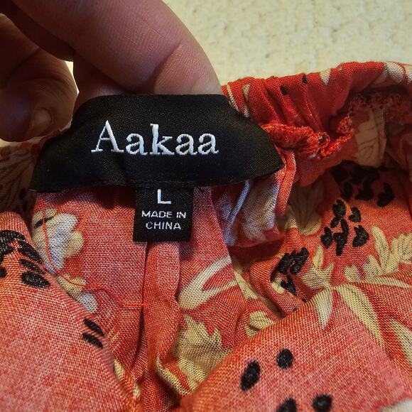 Aakaa Anthropologie Sz Large Rayon Cherry Red Floral Halter Tank Slip Sun Dress - Picture 8 of 13